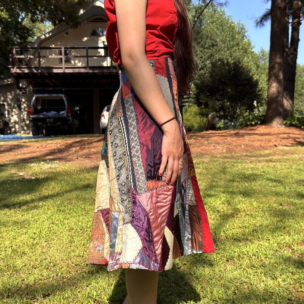 Insane vintage art deco crazy quilt skirt - Picture 3 of 8